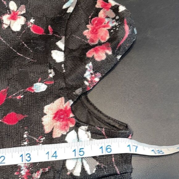 Studio One Womens Fit & Flare Dress Floral Lace Cap Sleeve Red Black Size 4 - Picture 9 of 10